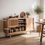 Solid Wood Console Table with Sliding Doors – Modern Handcrafted Storage for Dining Space