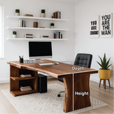 Handcrafted Solid Wood Office Desk – Live Edge Executive Work Table with Organic Curved Base Design