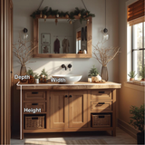 Handcrafted Solid Wood Bathroom Vanity with Live Edge Top and Rustic Storage Design