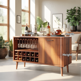 Handcrafted Solid Wood Dining Cabinet with Wine Rack and Hanging Glass Storage