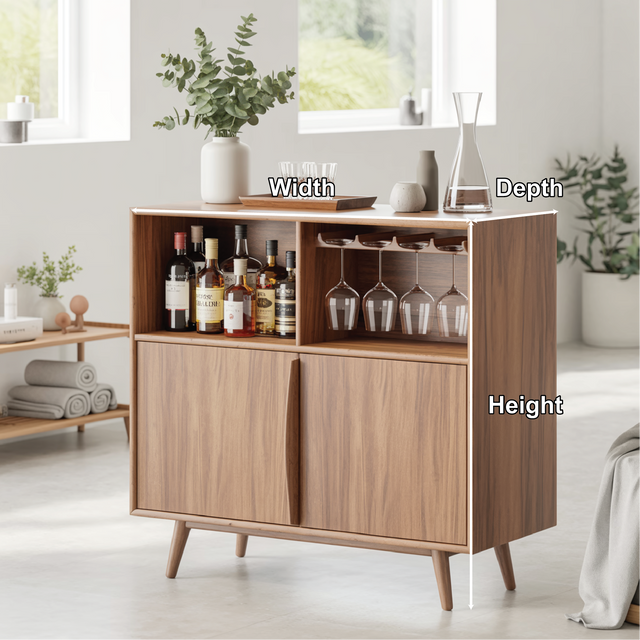 Handcrafted Solid Wood Dining Cabinet with Wine Storage and Glass Holder Shelves