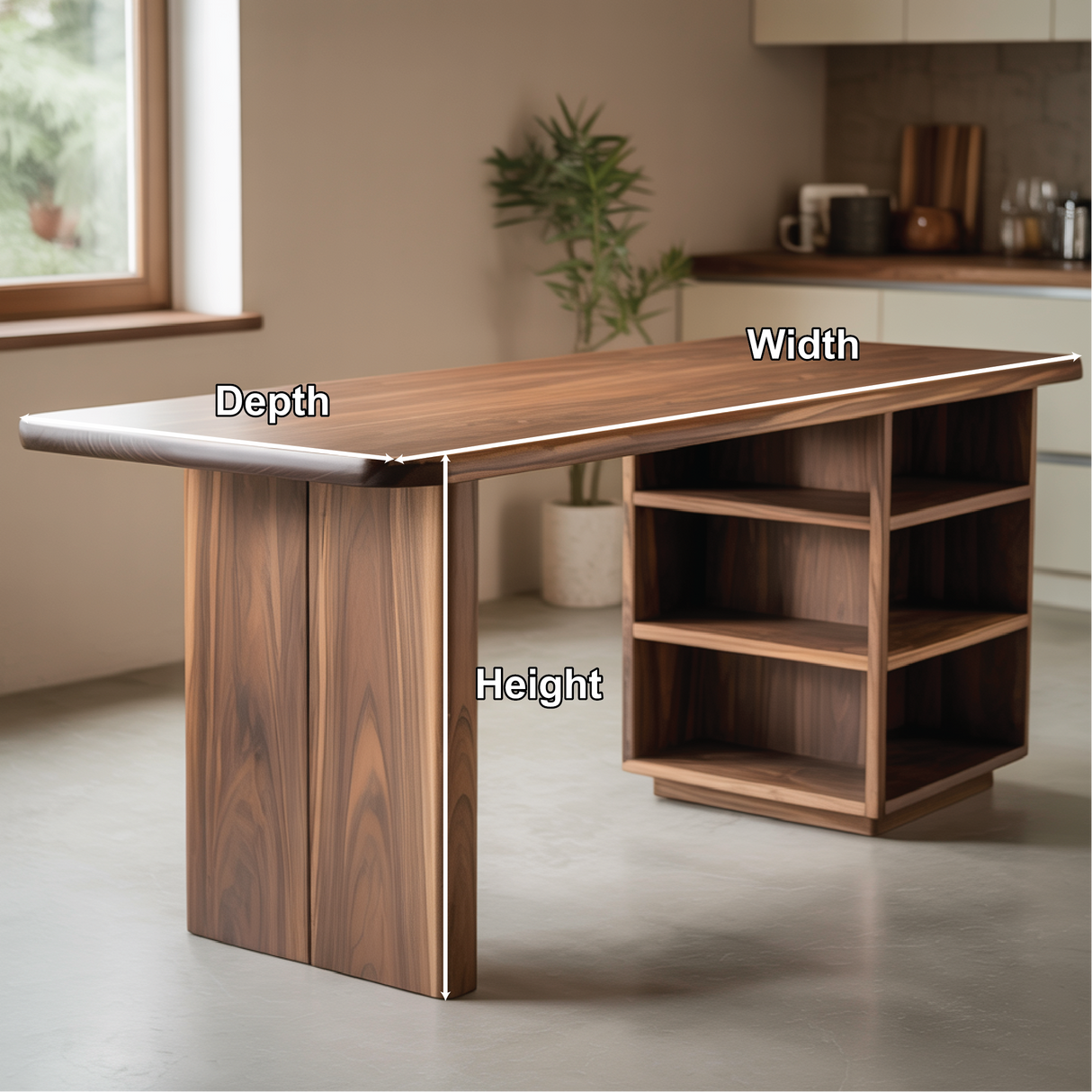 Handcrafted Solid Wood Dining Table with Rounded Edges and Open Storage for Modern Kitchens