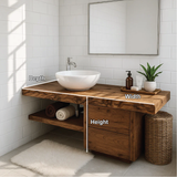 Handcrafted Solid Wood Bathroom Vanity with Live Edge Countertop and Modern Storage Design