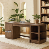 Handcrafted Solid Wood Work Desk – Modern Office Table with Storage Drawers and Open Shelves