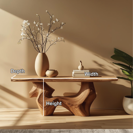 Handcrafted Solid Wood Console Table with Organic Curved Base and Natural Live Edge Design