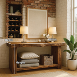 Handcrafted Solid Wood Console Table with Live Edge Rustic Design for Entryway or Living Room
