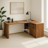 Handcrafted Solid Wood L-Shaped Work Desk – Modern Corner Office Table with Storage Drawers
