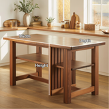 Handcrafted Solid Wood Dining Table with Open Storage Shelves for Modern Natural Kitchens