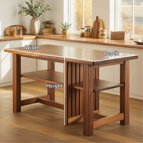 Handcrafted Solid Wood Dining Table with Open Storage Shelves for Modern Natural Kitchens