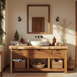 Handcrafted Solid Wood Bathroom Vanity with Live Edge Countertop and Natural Rustic Finish