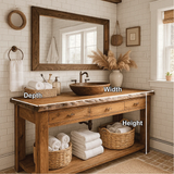 Rustic Handcrafted Solid Wood Bathroom Vanity with Live Edge Top and Natural Farmhouse Style