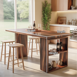 Handcrafted Solid Wood Dining Table with Rich Grain and Open Storage for Modern Kitchens
