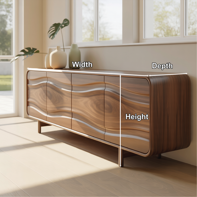 Handcrafted Solid Wood Console Table with Unique Wavy Design for Modern Living Spaces