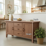 Handcrafted Solid Wood Dining Storage Cabinet with Center Drawers and Side Doors for Modern Homes