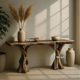 Handcrafted Solid Wood Console Table with Organic Root-Leg Design for Natural Modern Interiors