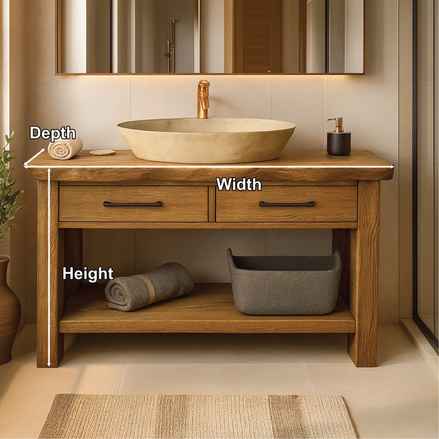 Handcrafted Solid Wood Bathroom Vanity with Drawers and Live Edge Design for Rustic Modern Spaces