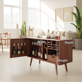 Solid Wood Wine Storage Cabinet with Glass Holders, Bottle Racks and Modern Mid-Century Design