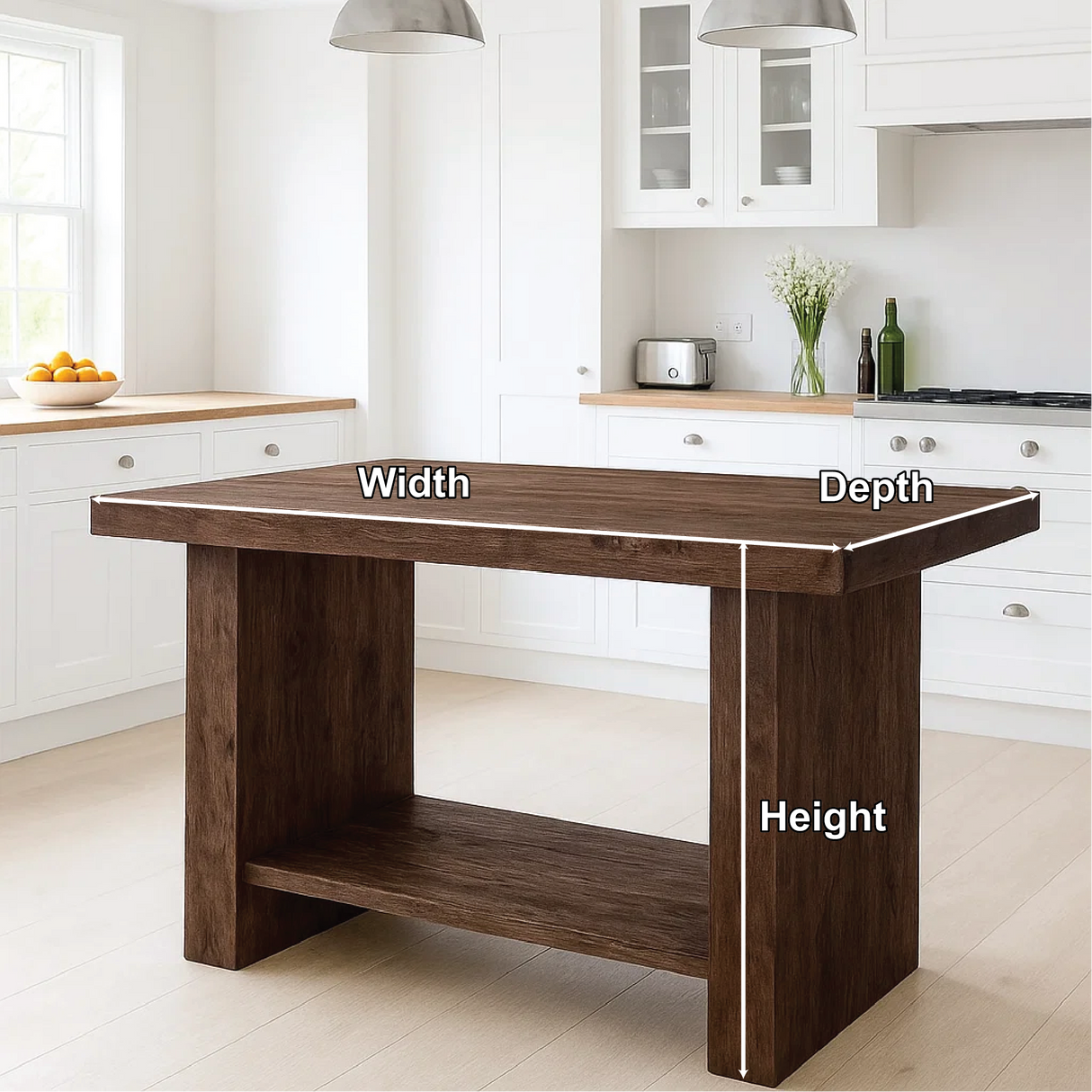 Handcrafted Solid Wood Dining Table – Dark Walnut Kitchen Table with Contemporary Design