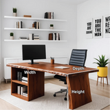 Handcrafted Solid Wood Work Desk – Live Edge Executive Office Table with Modern Minimal Design