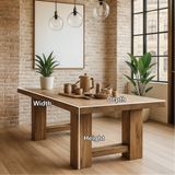 Handcrafted Solid Oak Dining Table – Minimalist Live Edge Kitchen Table with Natural Finish