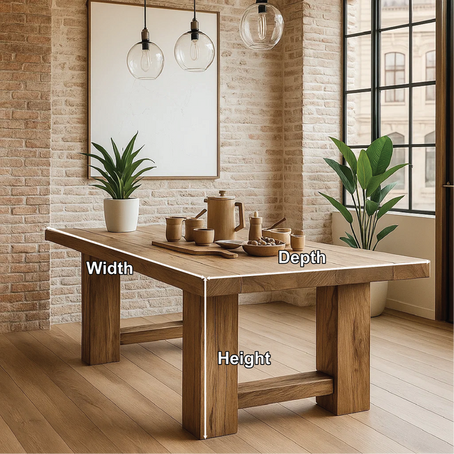 Handcrafted Solid Oak Dining Table – Minimalist Live Edge Kitchen Table with Natural Finish
