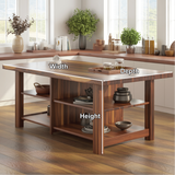 Handcrafted Solid Wood Dining Table with Open Storage Shelves for Warm Modern Kitchens