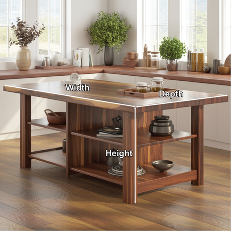 Handcrafted Solid Wood Dining Table with Open Storage Shelves for Warm Modern Kitchens
