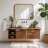 Handcrafted Solid Wood Floating Vanity with Live Edge Design and Dual Storage Drawers