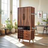 Handcrafted Solid Wood Dining Cabinet with Wine Storage Grid, Drawers and Tall Double Doors