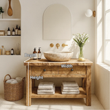 Handcrafted Solid Wood Bathroom Vanity with Double Drawers and Shelf for Natural Modern Homes