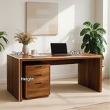 Handcrafted Solid Wood Work Desk – Minimalist Executive Office Table with 3-Drawer Storage