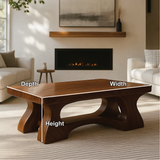 Handcrafted Solid Wood Coffee Table with Sculptural Curved Base and Smooth Polished Finish
