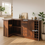 Solid Wood Wine Storage Cabinet with Shelves and Drawers – Premium Corner Bar Furniture