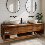 Handcrafted Solid Wood Floating Vanity with Live Edge and Double Drawer Storage Design
