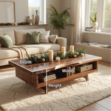 Handcrafted Solid Wood Coffee Table with Live Edge Top and Open Storage for Cozy Living Rooms