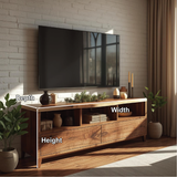 Handcrafted Solid Wood TV Stand with Natural Live Edge and Modern Open Storage Design