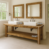 Handcrafted Double Sink Solid Wood Bathroom Vanity with Natural Finish for Modern Rustic Spaces