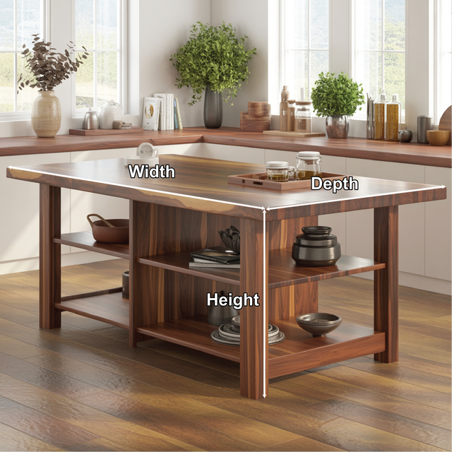 Handcrafted Solid Wood Dining Table with Open Storage Shelves for Warm Modern Kitchens