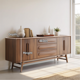 Handcrafted Solid Wood Dining Storage Sideboard with Sculpted Wave Drawers and Modern Design