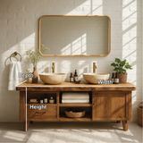 Handcrafted Solid Wood Double Bathroom Vanity with Live Edge Countertop and Modern Legs