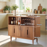 Handcrafted Solid Wood Dining Cabinet with Wine Storage and Hanging Glass Rack