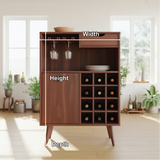 Handcrafted Solid Wood Dining Cabinet with Wine Rack, Glass Holder, Drawer and Storage Door