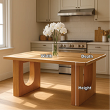 Handcrafted Solid Wood Dining Table – Modern Minimalist Kitchen Table with Sculpted U Legs