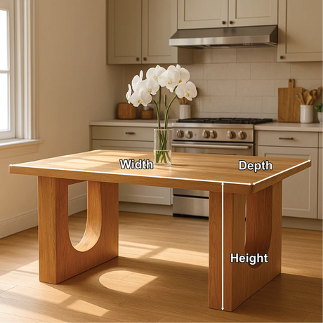 Handcrafted Solid Wood Dining Table – Modern Minimalist Kitchen Table with Sculpted U Legs