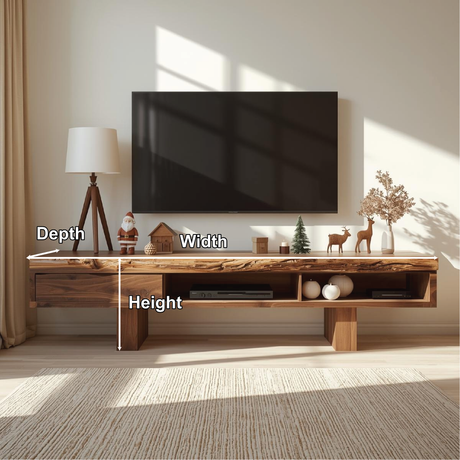 Handcrafted Solid Wood Live Edge TV Stand with Minimalist Design for Elegant Modern Interiors