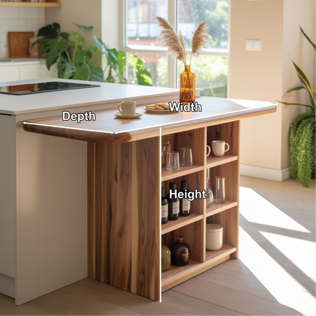 Handcrafted Solid Wood Dining Table with Rounded Edge and Multi-Shelf Storage for Modern Kitchens