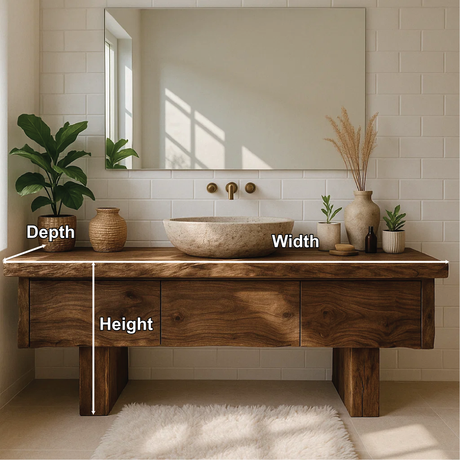 Handcrafted Solid Wood Bathroom Vanity with Live Edge Top and Minimalist Modern Design