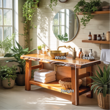 Solid Wood Live Edge Bathroom Vanity – Handcrafted Natural Timber Sink Console