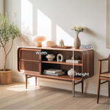 Solid Wood Console Table with Sliding Door – Handcrafted Mid-Century Storage Cabinet