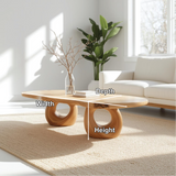 Handcrafted Solid Wood Coffee Table with Artistic Circular Base and Natural Smooth Finish